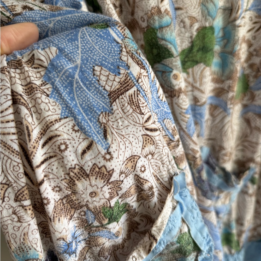 Free People Y2K Boho Floral Sleeveless Tunic Dress - Light Blue - Size Medium - Picture 13 of 16